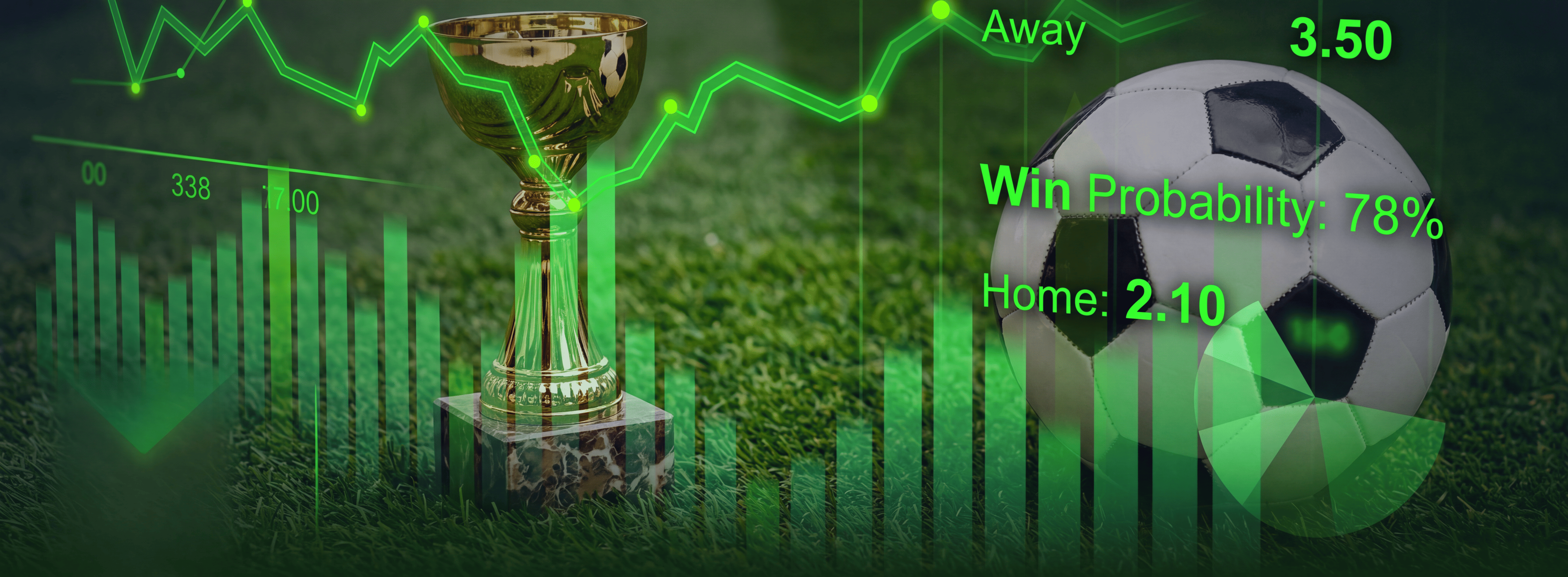 Football with live odds and bet history graphics